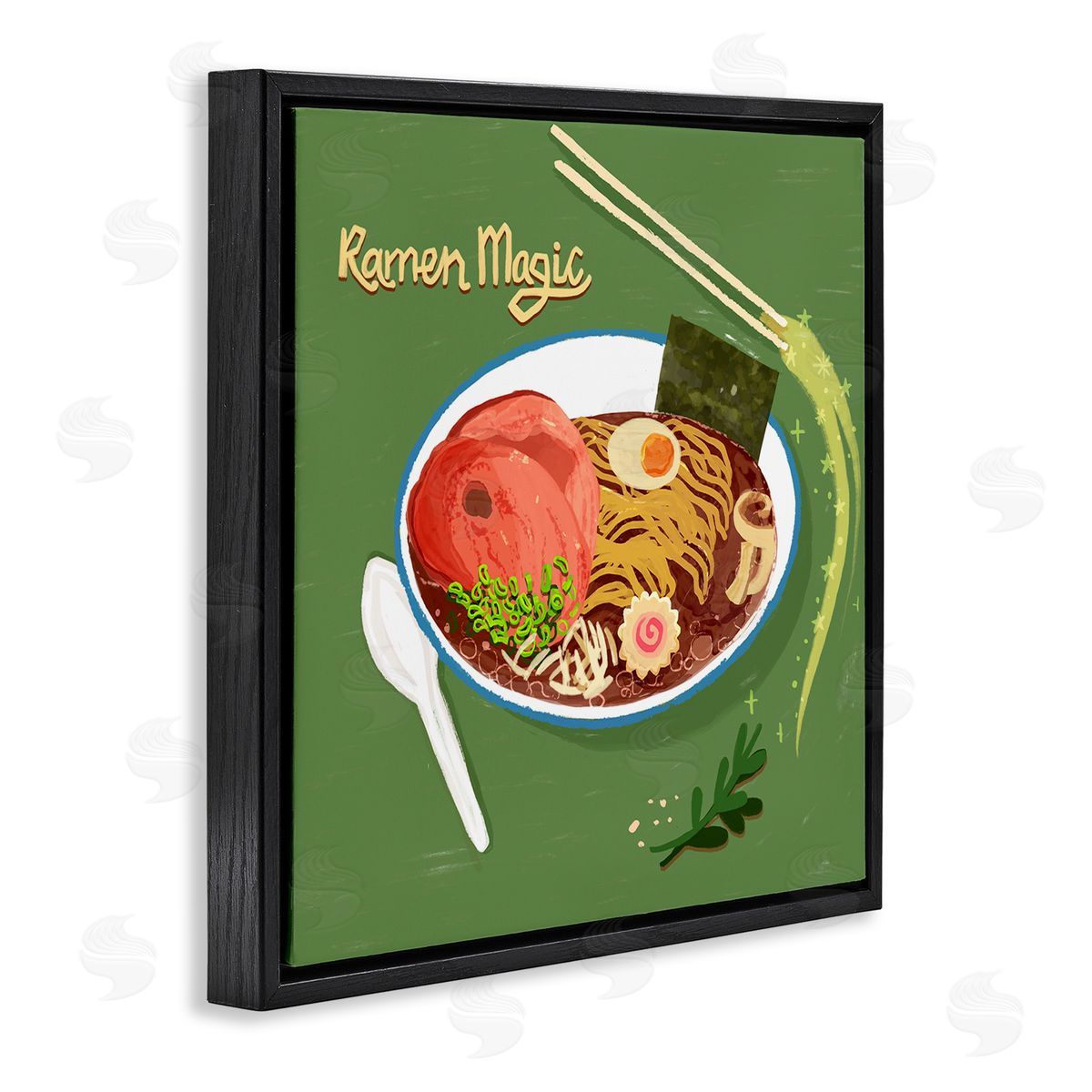 Ramen Magic International Meal Black Floating Frame Canvas Wall Art, Home Decor by Juliet Rose Philips