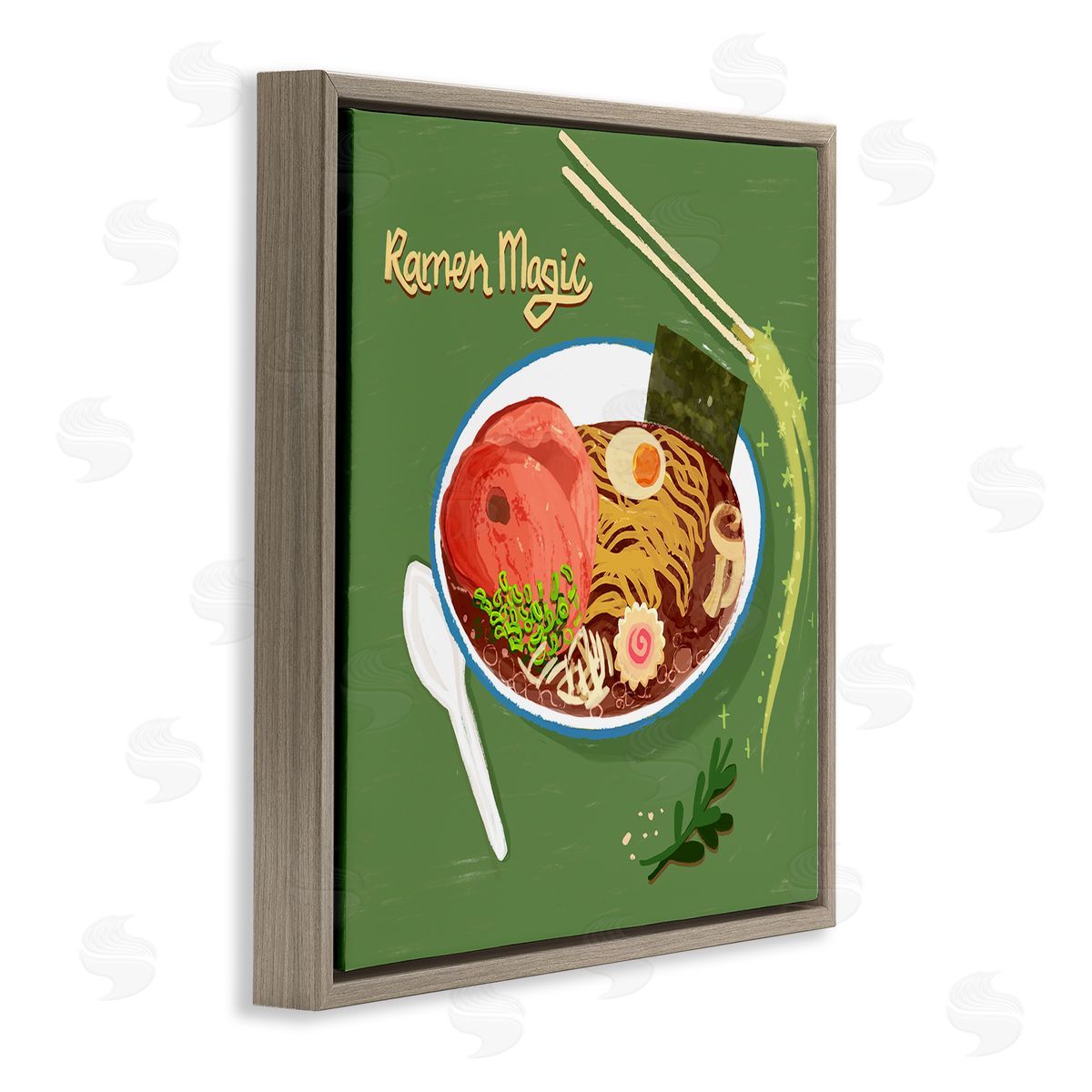 Ramen Magic International Meal Brown Floating Frame Canvas Wall Art, Home Decor by Juliet Rose Philips