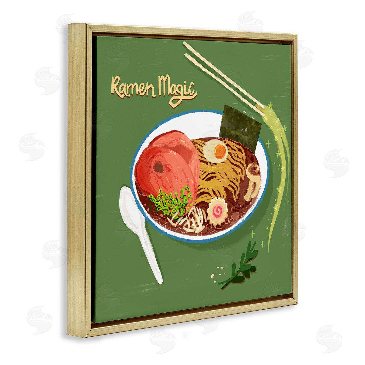 Ramen Magic International Meal Gold Floating Frame Canvas Wall Art, Home Decor by Juliet Rose Philips