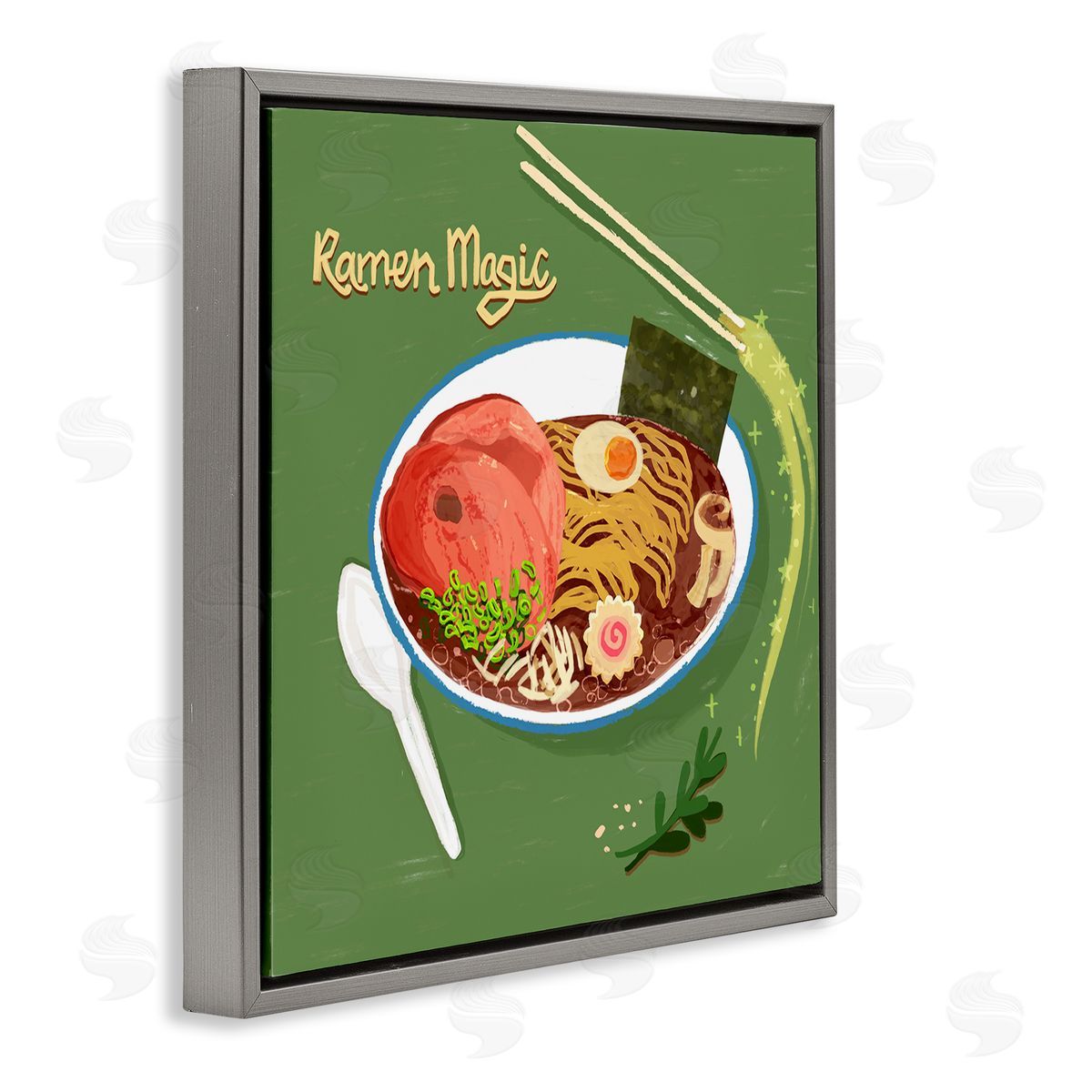 Ramen Magic International Meal Grey Floating Frame Canvas Wall Art, Home Decor by Juliet Rose Philips