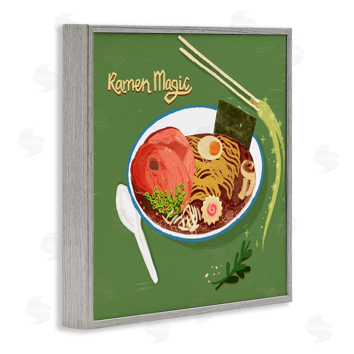 Ramen Magic International Meal Grey Frame Print Wall Art, Home Decor by Juliet Rose Philips