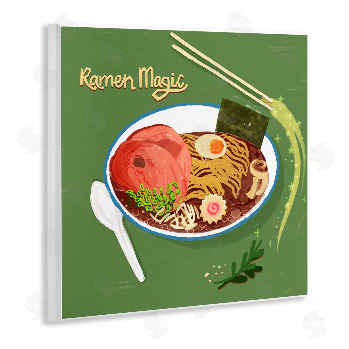 Ramen Magic International Meal Wood Plaque Wall Art, Home Decor by Juliet Rose Philips