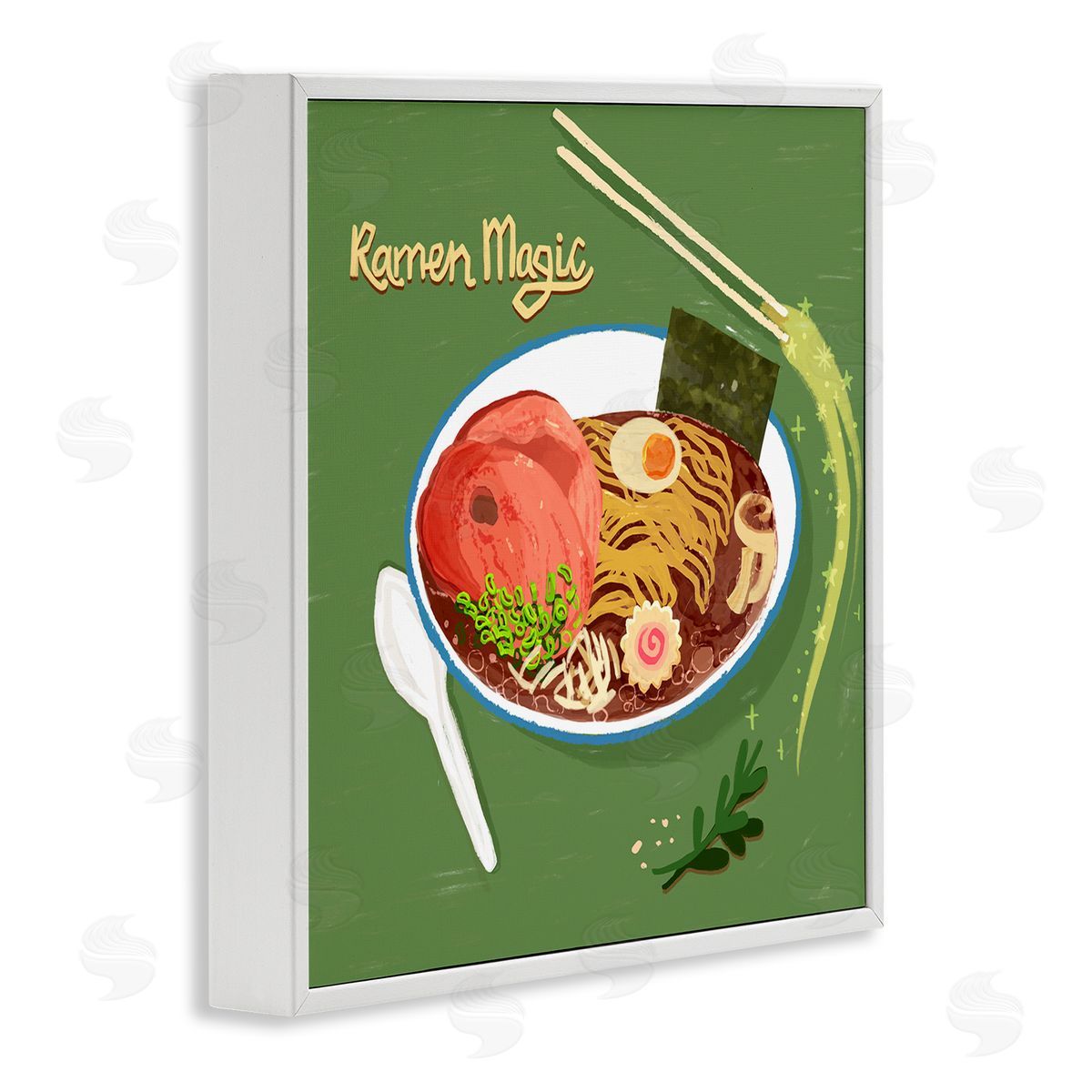Ramen Magic International Meal White Frame Print Wall Art, Home Decor by Juliet Rose Philips