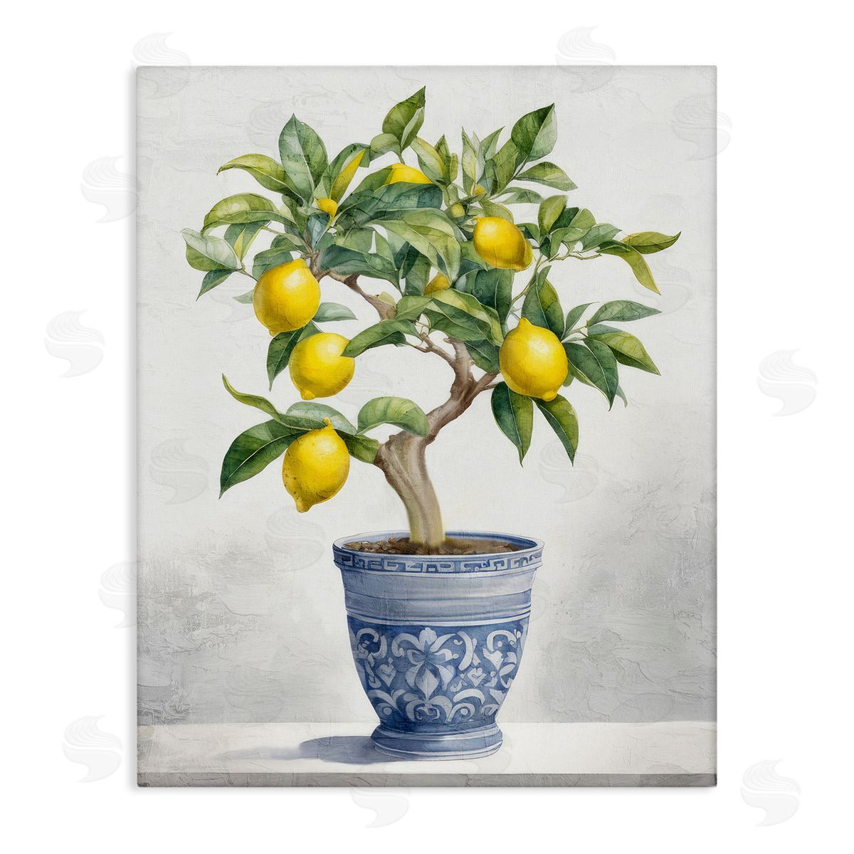 Traditional Potted Lemon Tree Canvas Wall Art, Home Decor by Kim Allen