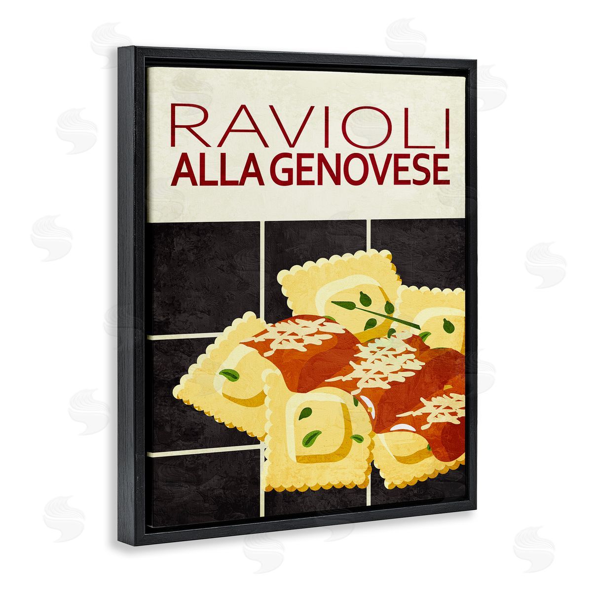 Ravioli Classic Kitchen Black Floating Frame Canvas Wall Art, Home Decor by Kim Allen