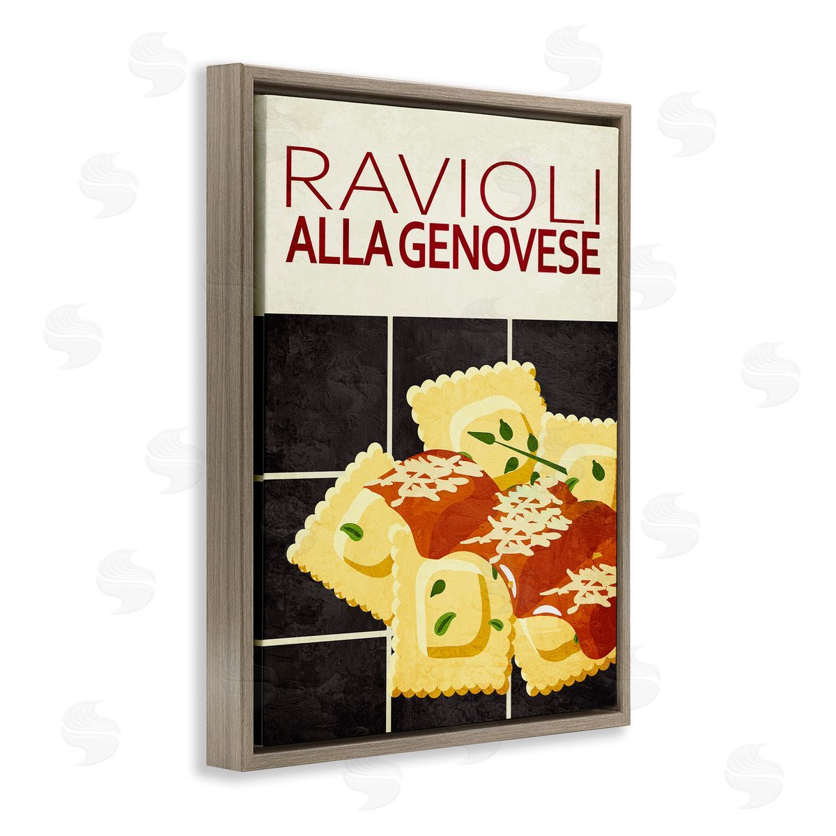 Ravioli Classic Kitchen Brown Floating Frame Canvas Wall Art, Home Decor by Kim Allen