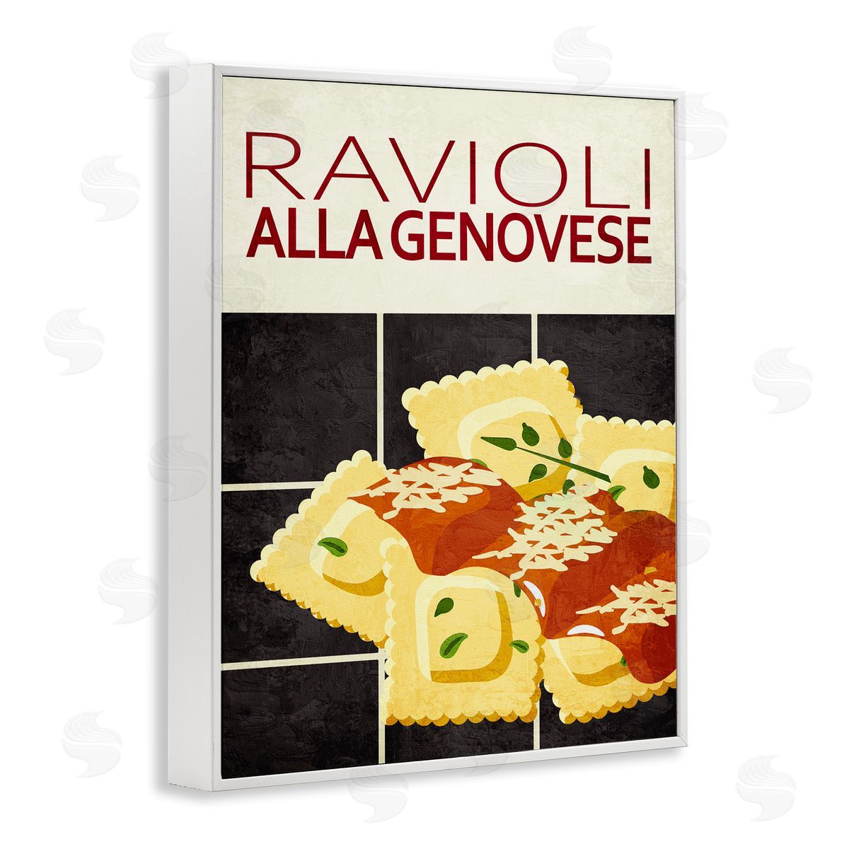 Ravioli Classic Kitchen White Frame Print Wall Art, Home Decor by Kim Allen