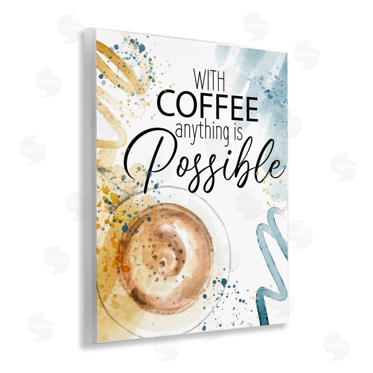 With Coffee Anything Possible Wood Plaque Wall Art, Home Decor by Kim Allen