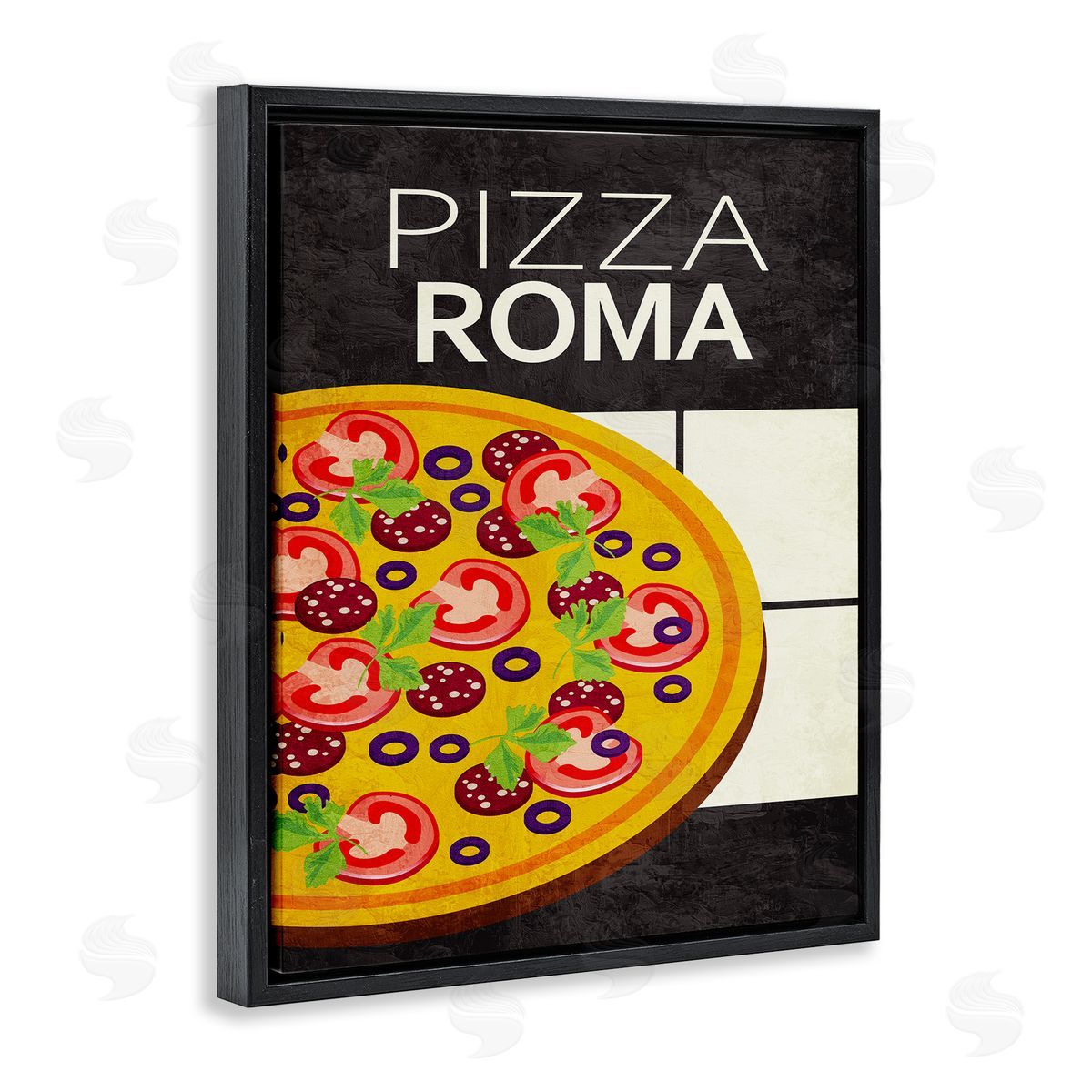 Pizza Roma Classic Kitchen Black Floating Frame Canvas Wall Art, Home Decor by Kim Allen