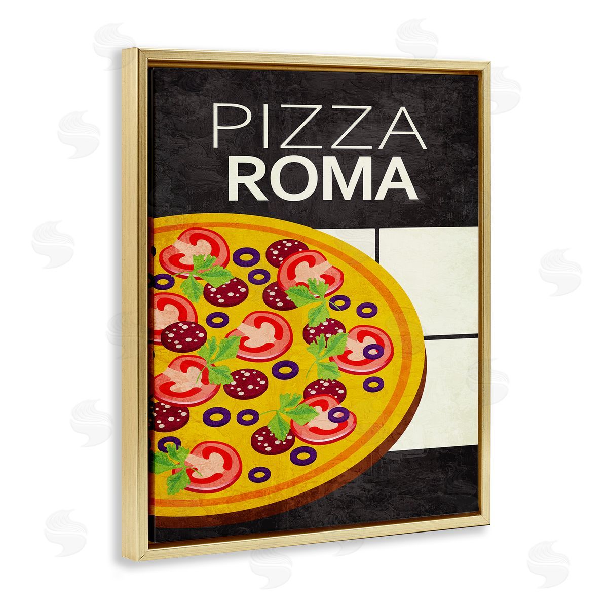Pizza Roma Classic Kitchen Gold Floating Frame Canvas Wall Art, Home Decor by Kim Allen