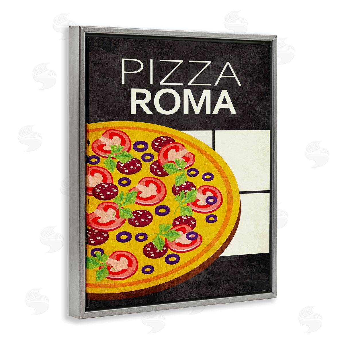 Pizza Roma Classic Kitchen Grey Floating Frame Canvas Wall Art, Home Decor by Kim Allen
