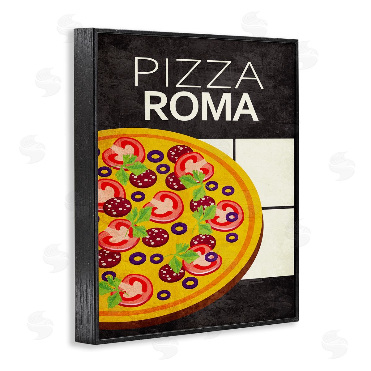 Pizza Roma Classic Kitchen Black Frame Print Wall Art, Home Decor by Kim Allen