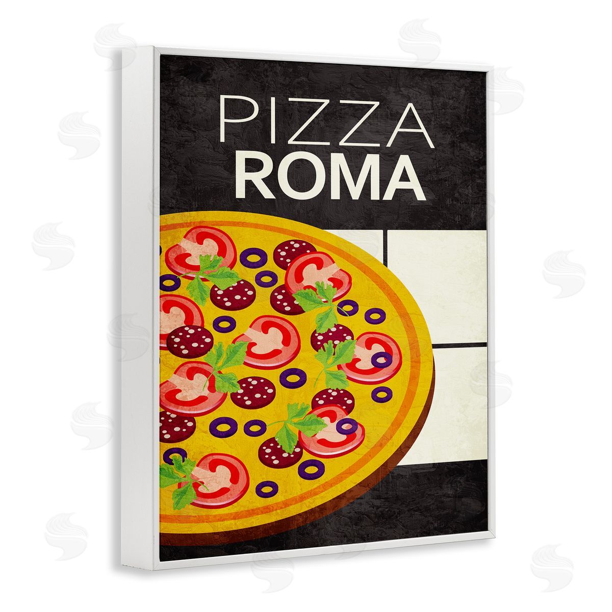 Pizza Roma Classic Kitchen White Frame Print Wall Art, Home Decor by Kim Allen