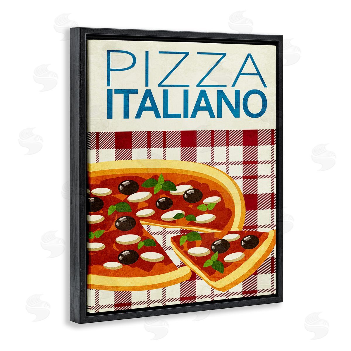 Classic Pizza Italiano Black Floating Frame Canvas Wall Art, Home Decor by Kim Allen