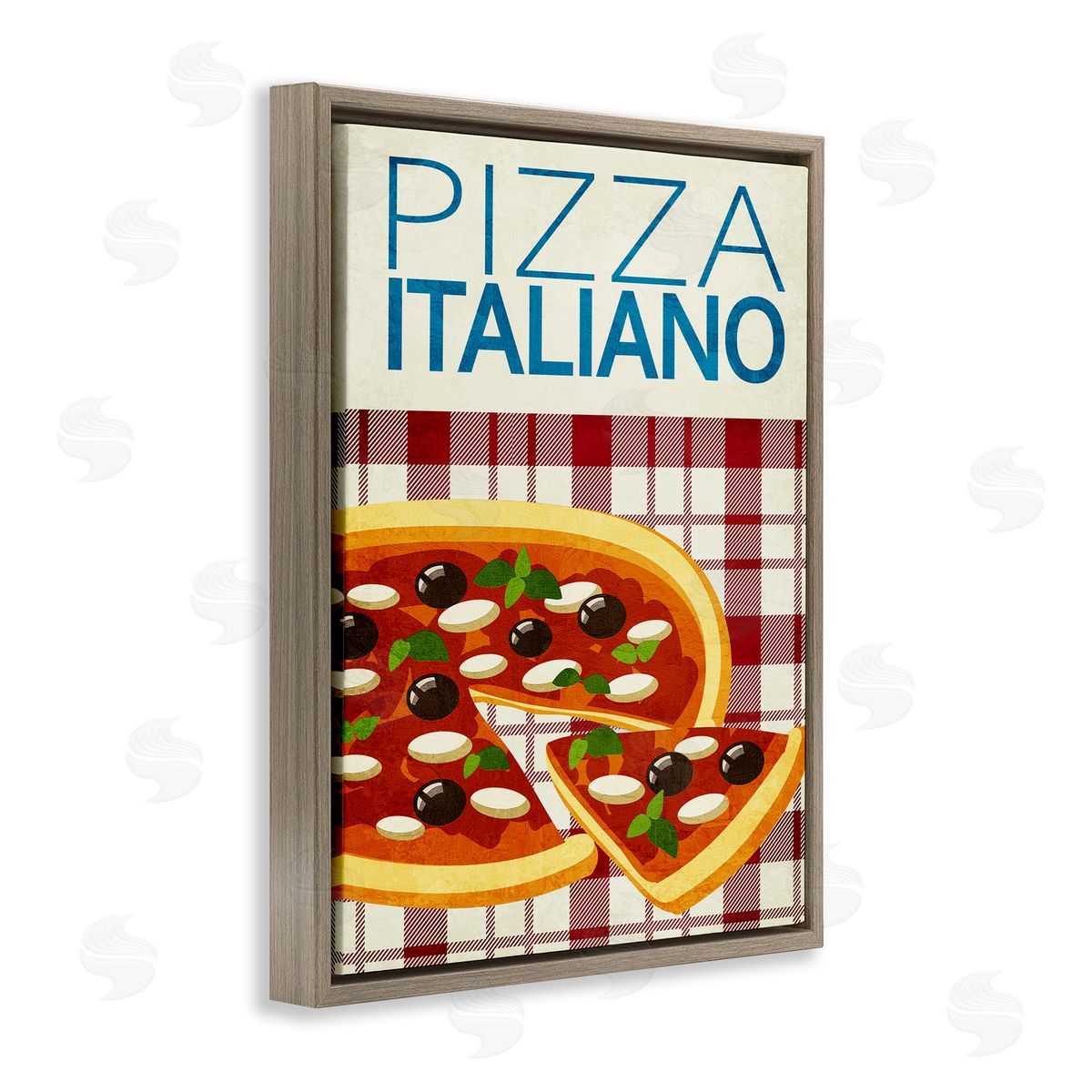 Classic Pizza Italiano Brown Floating Frame Canvas Wall Art, Home Decor by Kim Allen