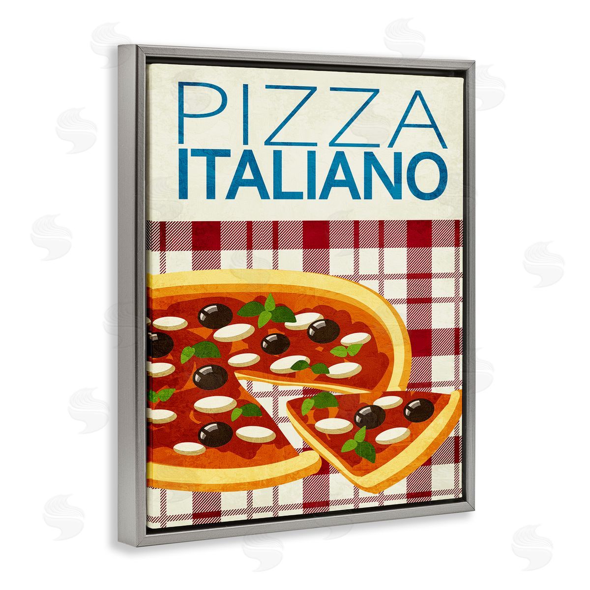 Classic Pizza Italiano Grey Floating Frame Canvas Wall Art, Home Decor by Kim Allen