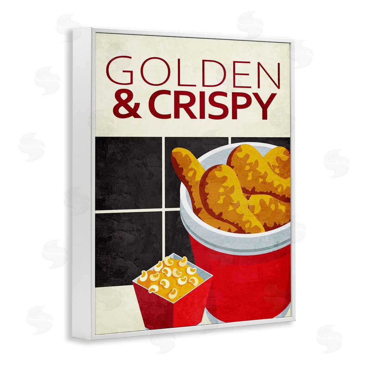 Golden & Crispy Fried Food White Frame Print Wall Art, Home Decor by Kim Allen