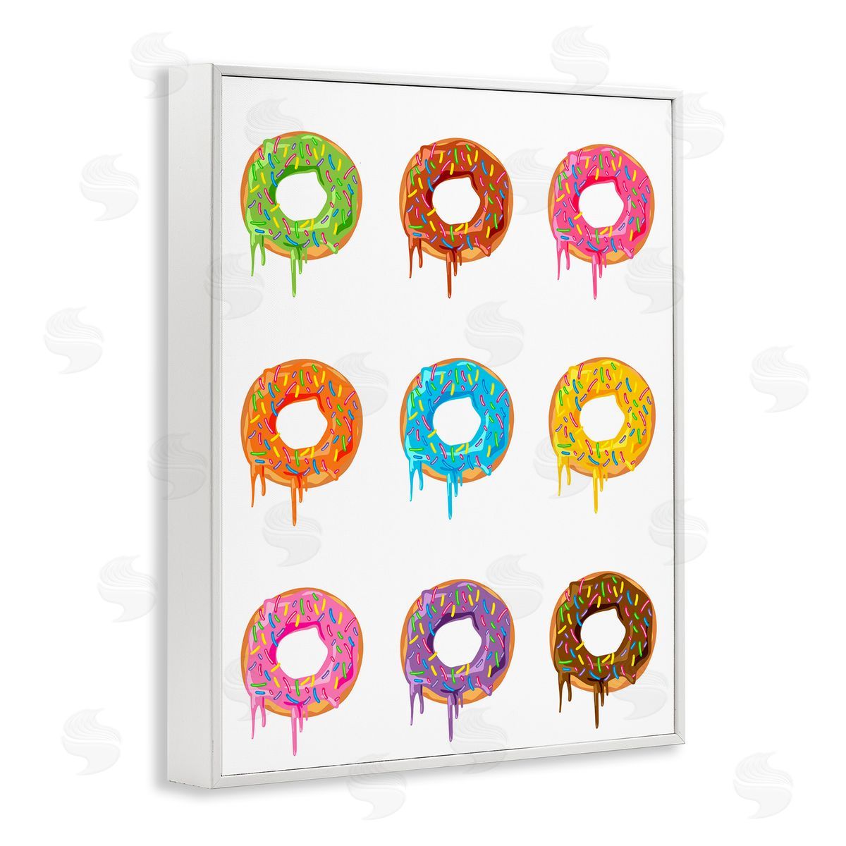Bright Donut Rows White Frame Print Wall Art, Home Decor by Marcus Prime