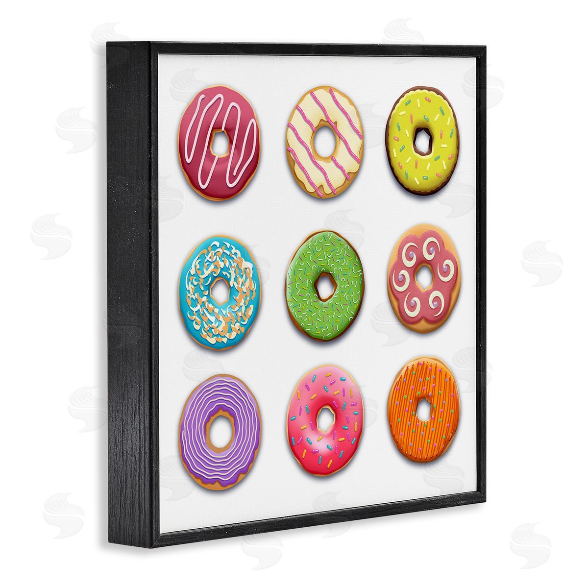 Colorful Mixed Donuts Black Frame Print Wall Art, Home Decor by Marcus Prime