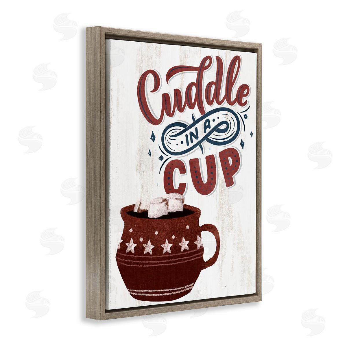 Cuddle In A Cup Cocoa Brown Floating Frame Canvas Wall Art, Home Decor by Kim Allen