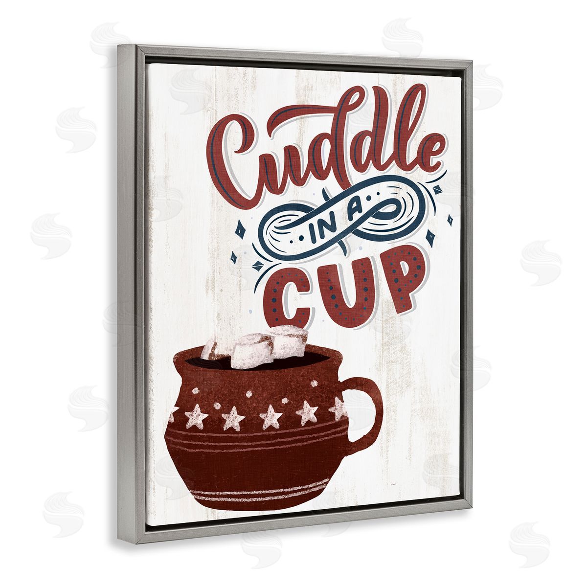 Cuddle In A Cup Cocoa Grey Floating Frame Canvas Wall Art, Home Decor by Kim Allen