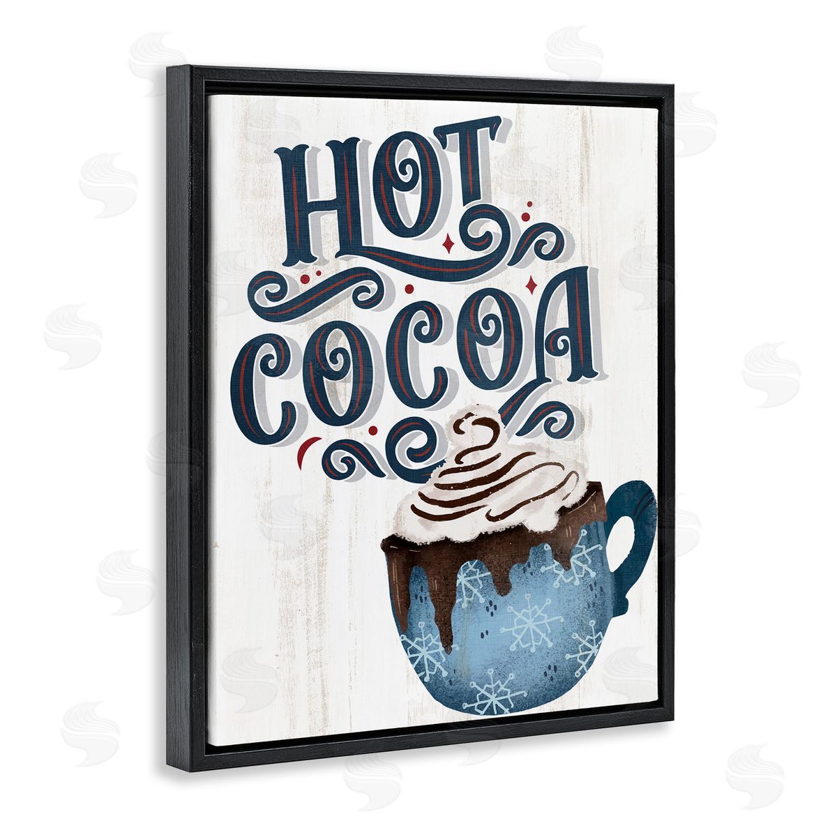 Warm Rustic Hot Cocoa Black Floating Frame Canvas Wall Art, Home Decor by Kim Allen