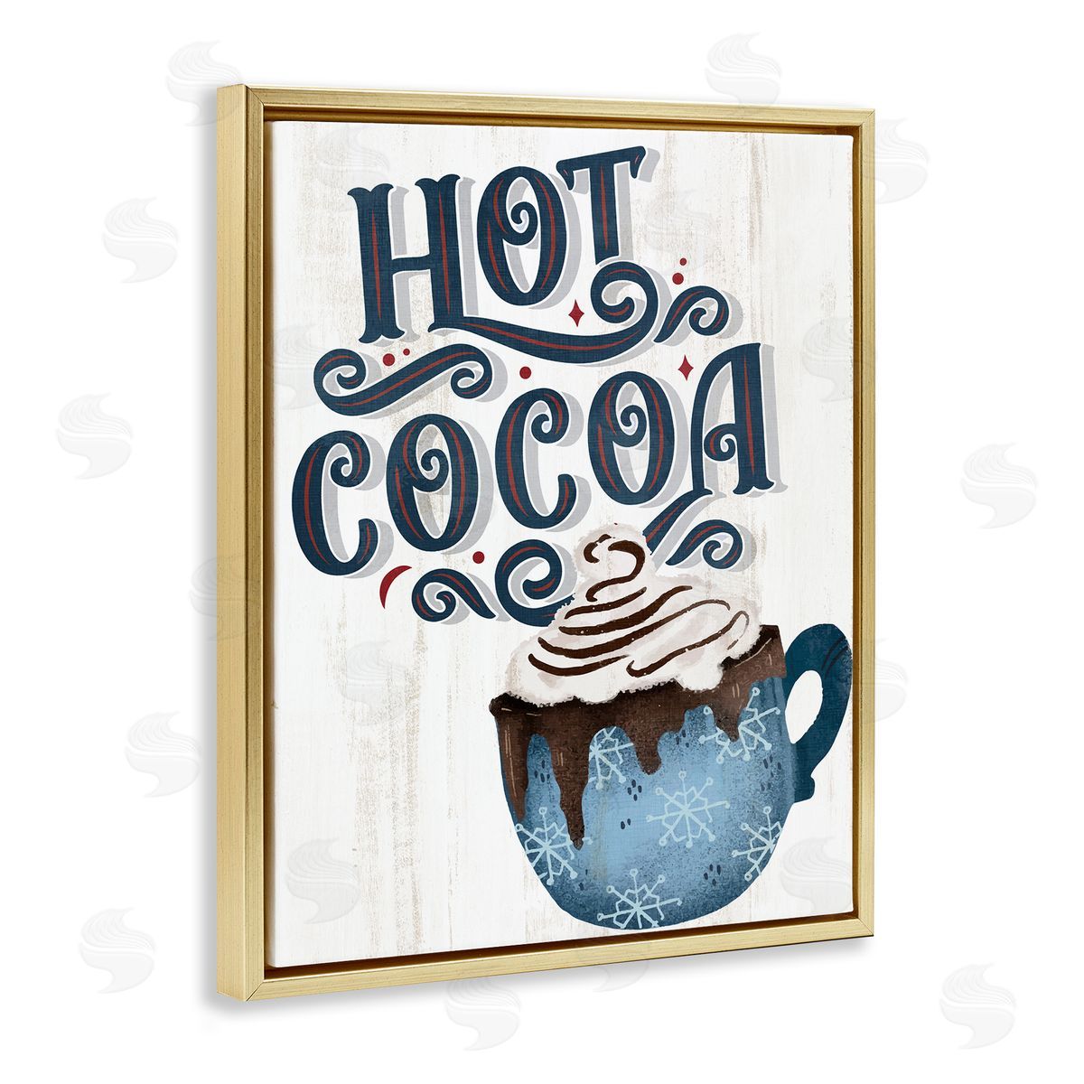 Warm Rustic Hot Cocoa Gold Floating Frame Canvas Wall Art, Home Decor by Kim Allen