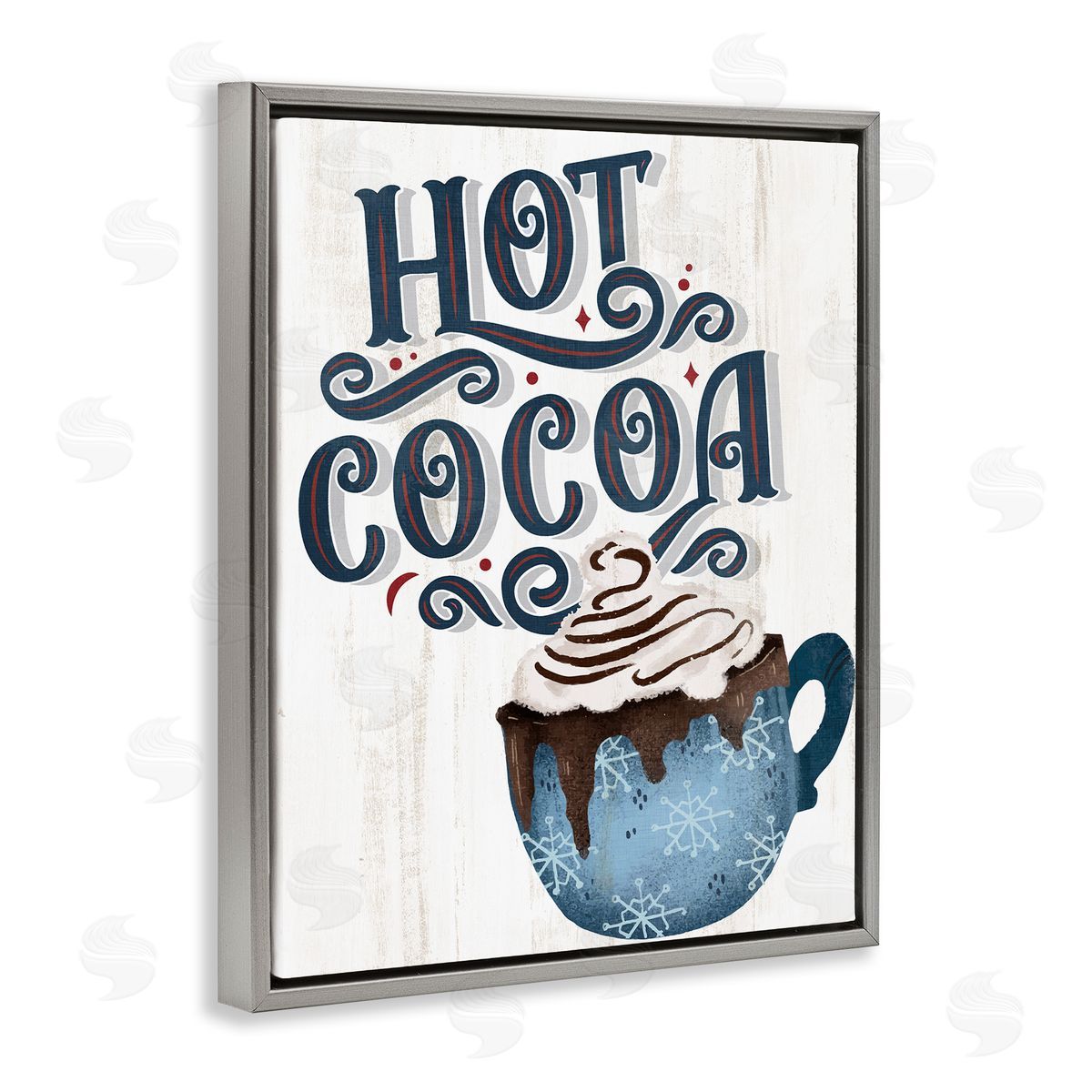 Warm Rustic Hot Cocoa Grey Floating Frame Canvas Wall Art, Home Decor by Kim Allen