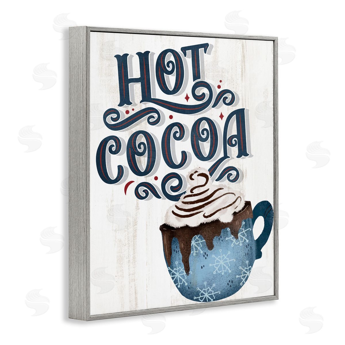 Warm Rustic Hot Cocoa Grey Frame Print Wall Art, Home Decor by Kim Allen