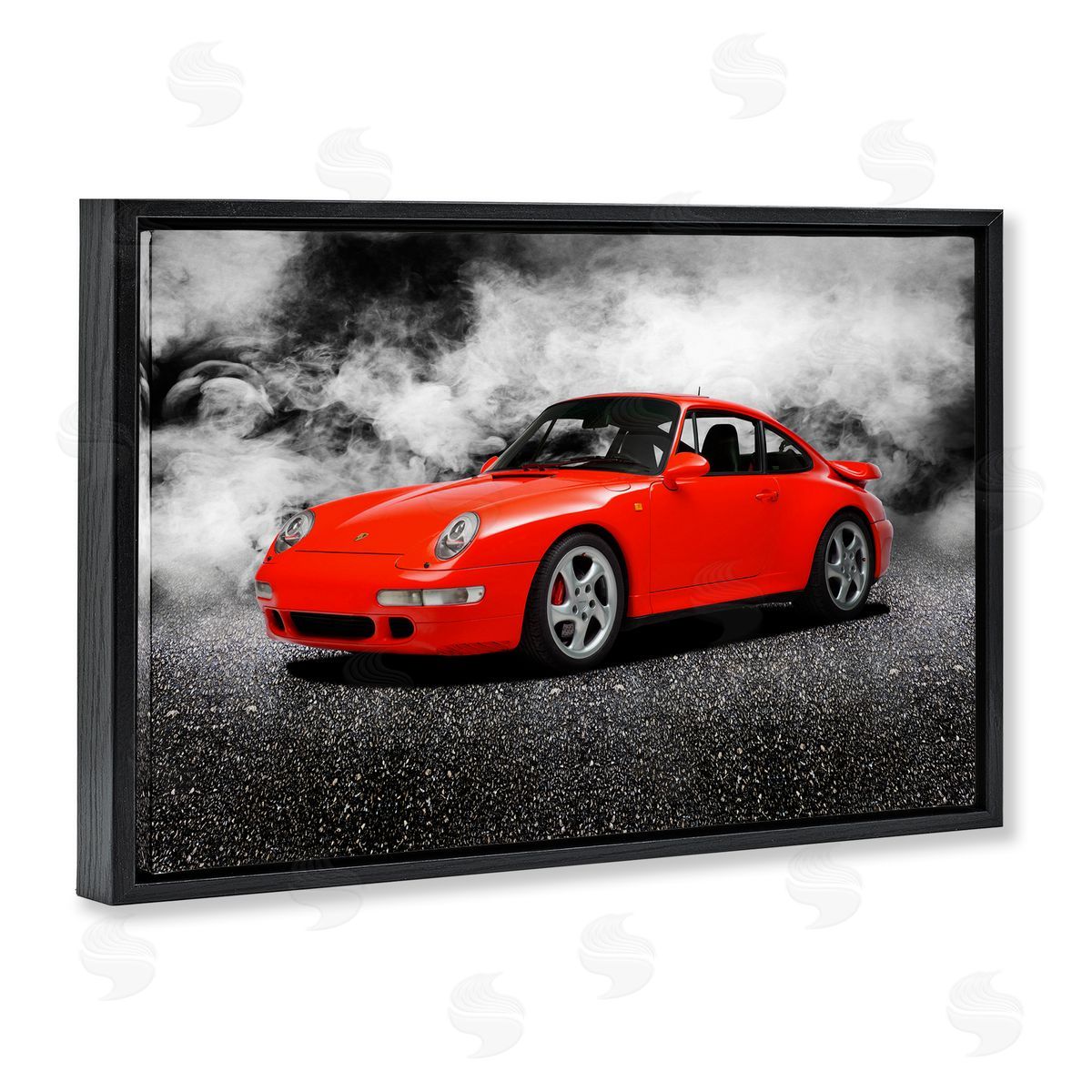 Bold Red Sports Car Black Floating Frame Canvas Wall Art, Home Decor by Mark Rogan