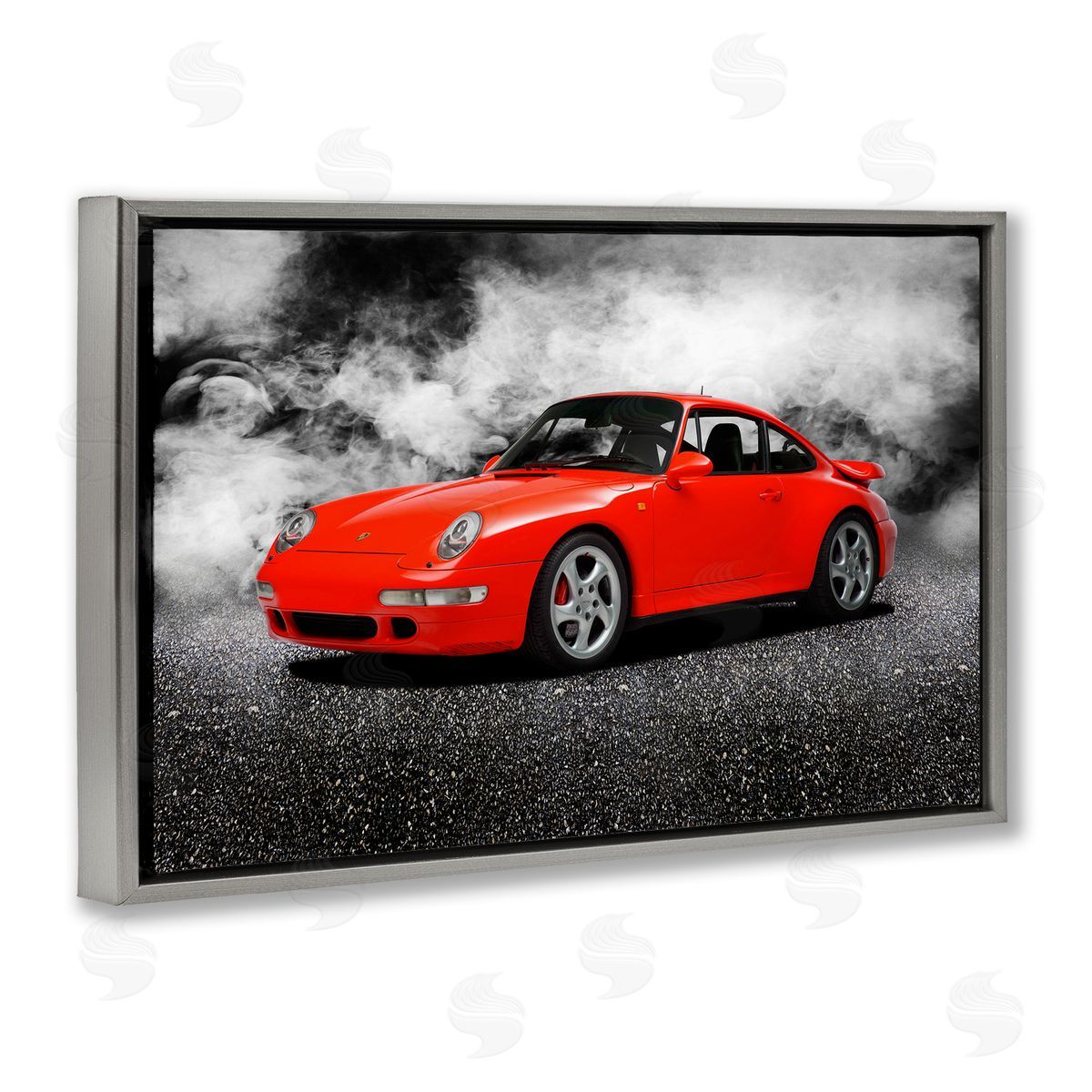 Bold Red Sports Car Grey Floating Frame Canvas Wall Art, Home Decor by Mark Rogan