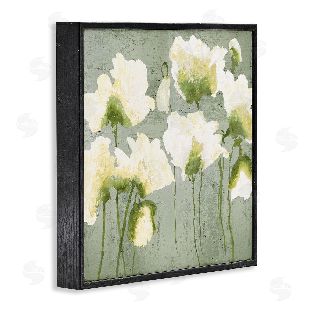 Modern White Flower Blooms Black Frame Print Wall Art, Home Decor by Vanessa Austin