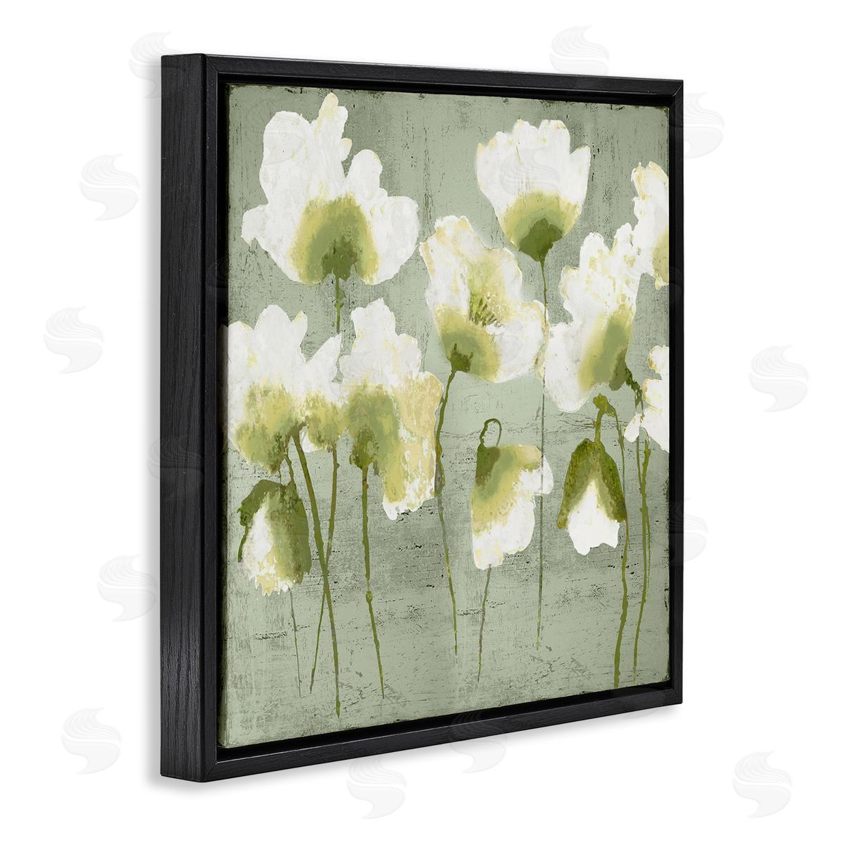 Charming Flower Impressions Black Floating Frame Canvas Wall Art, Home Decor by Vanessa Austin
