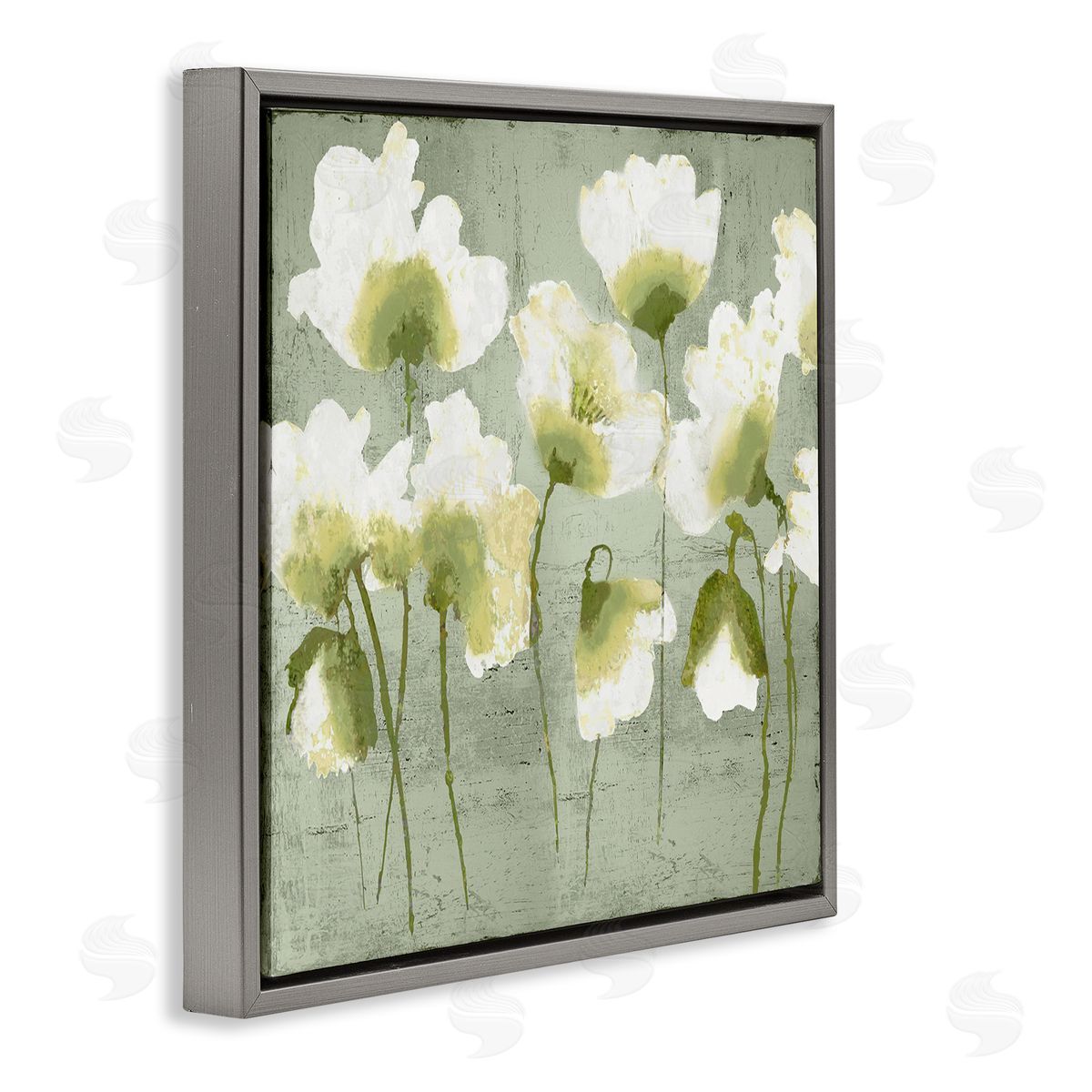 Charming Flower Impressions Grey Floating Frame Canvas Wall Art, Home Decor by Vanessa Austin