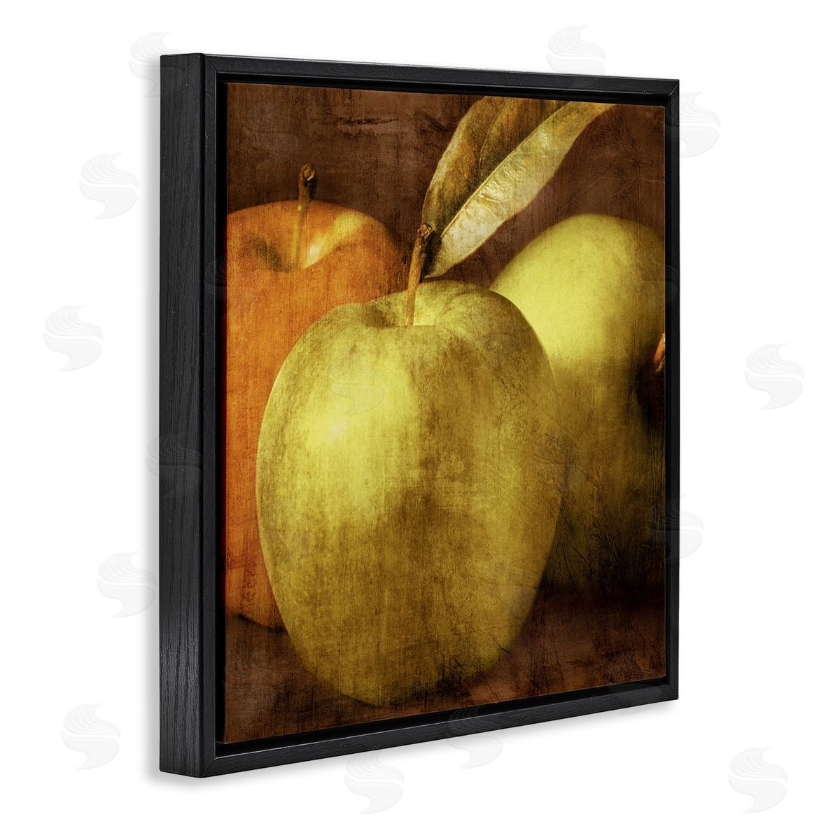 Vintage Apples Close Up Black Floating Frame Canvas Wall Art, Home Decor by Caroline Kelly