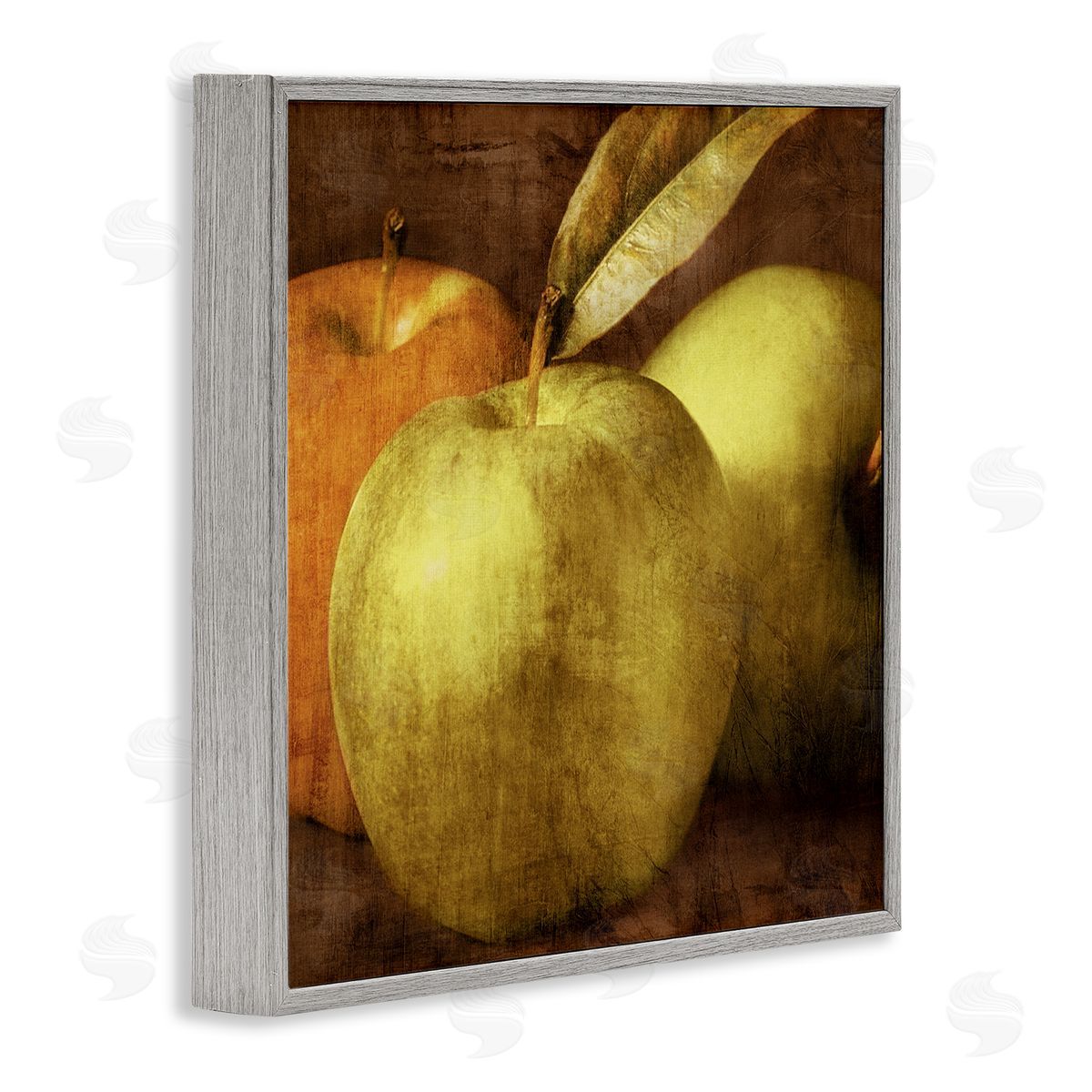 Vintage Apples Close Up Grey Frame Print Wall Art, Home Decor by Caroline Kelly