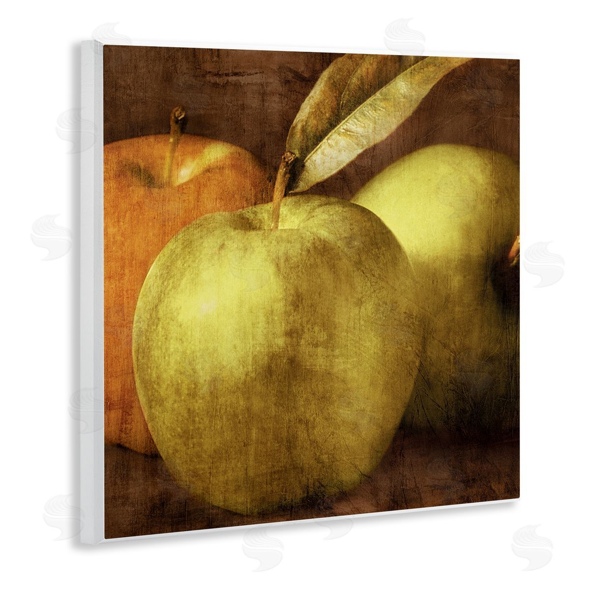 Vintage Apples Close Up Wood Plaque Wall Art, Home Decor by Caroline Kelly