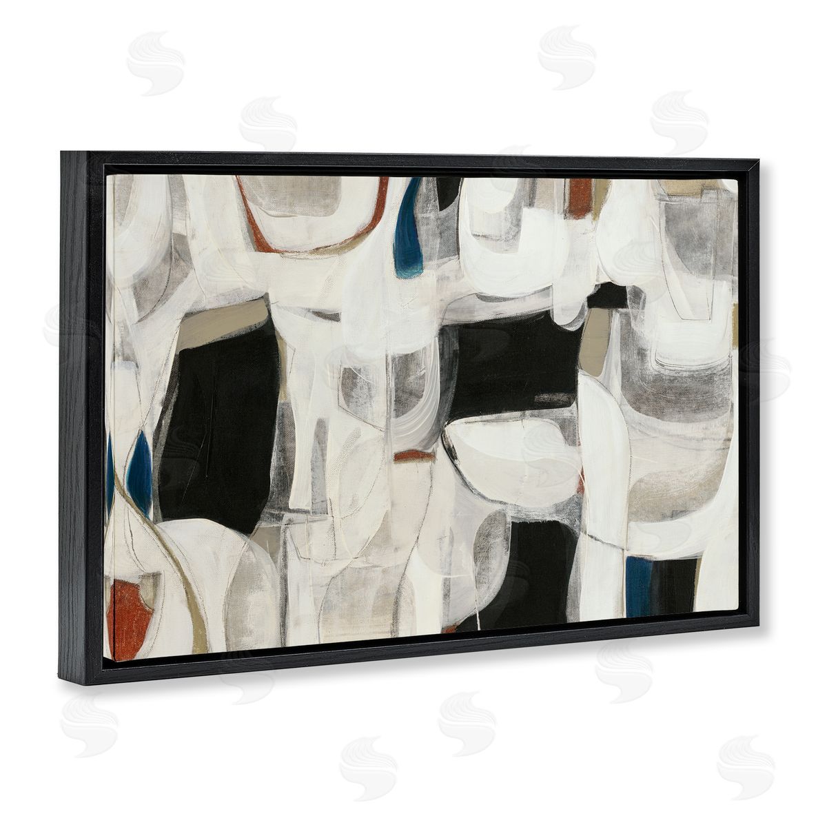 Dynamic Earthy Shapes Black Floating Frame Canvas Wall Art, Home Decor by Kippi Leonard