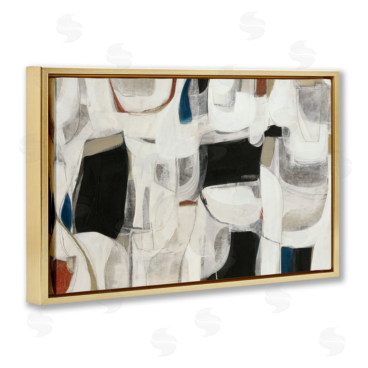 Dynamic Earthy Shapes Gold Floating Frame Canvas Wall Art, Home Decor by Kippi Leonard