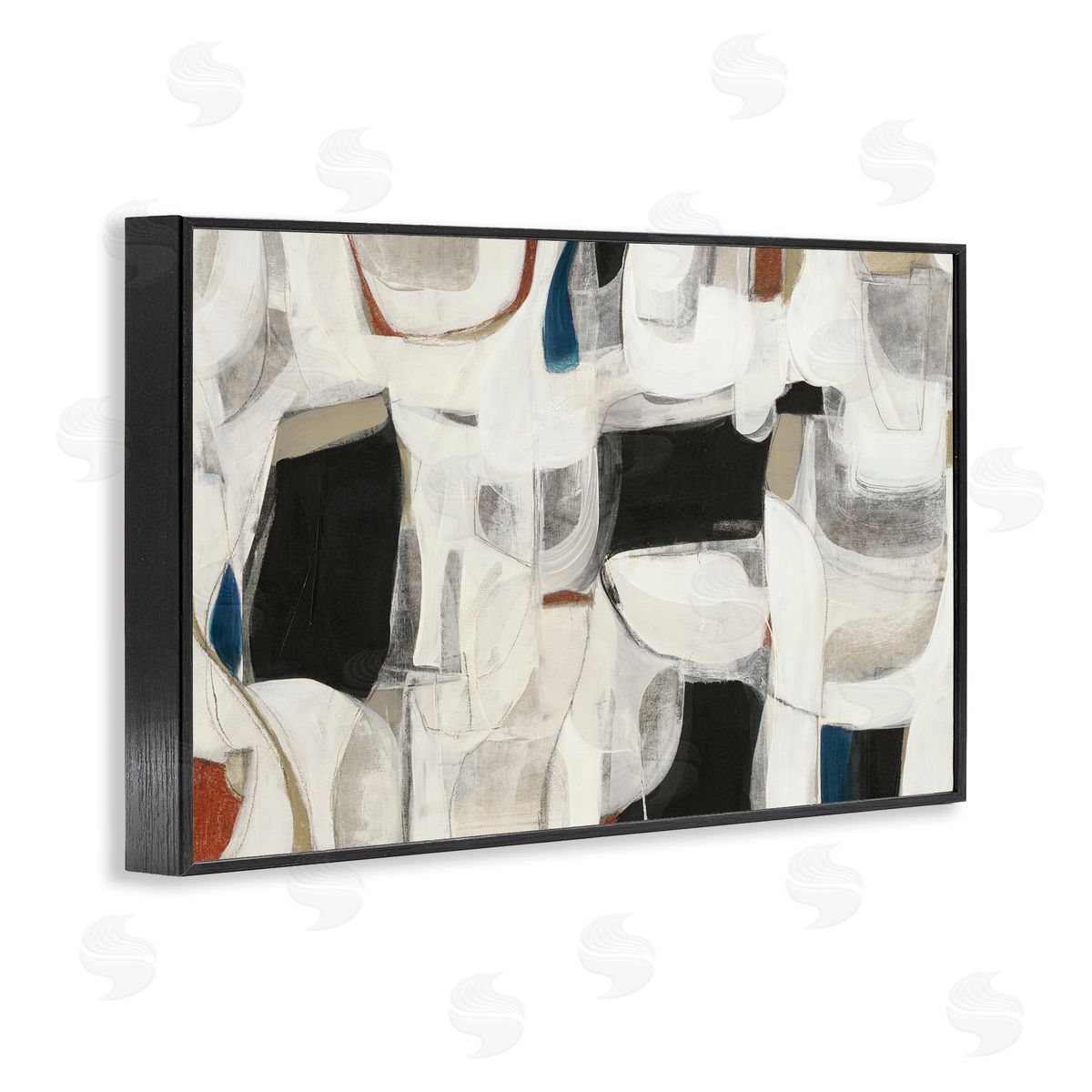 Dynamic Earthy Shapes Black Frame Print Wall Art, Home Decor by Kippi Leonard