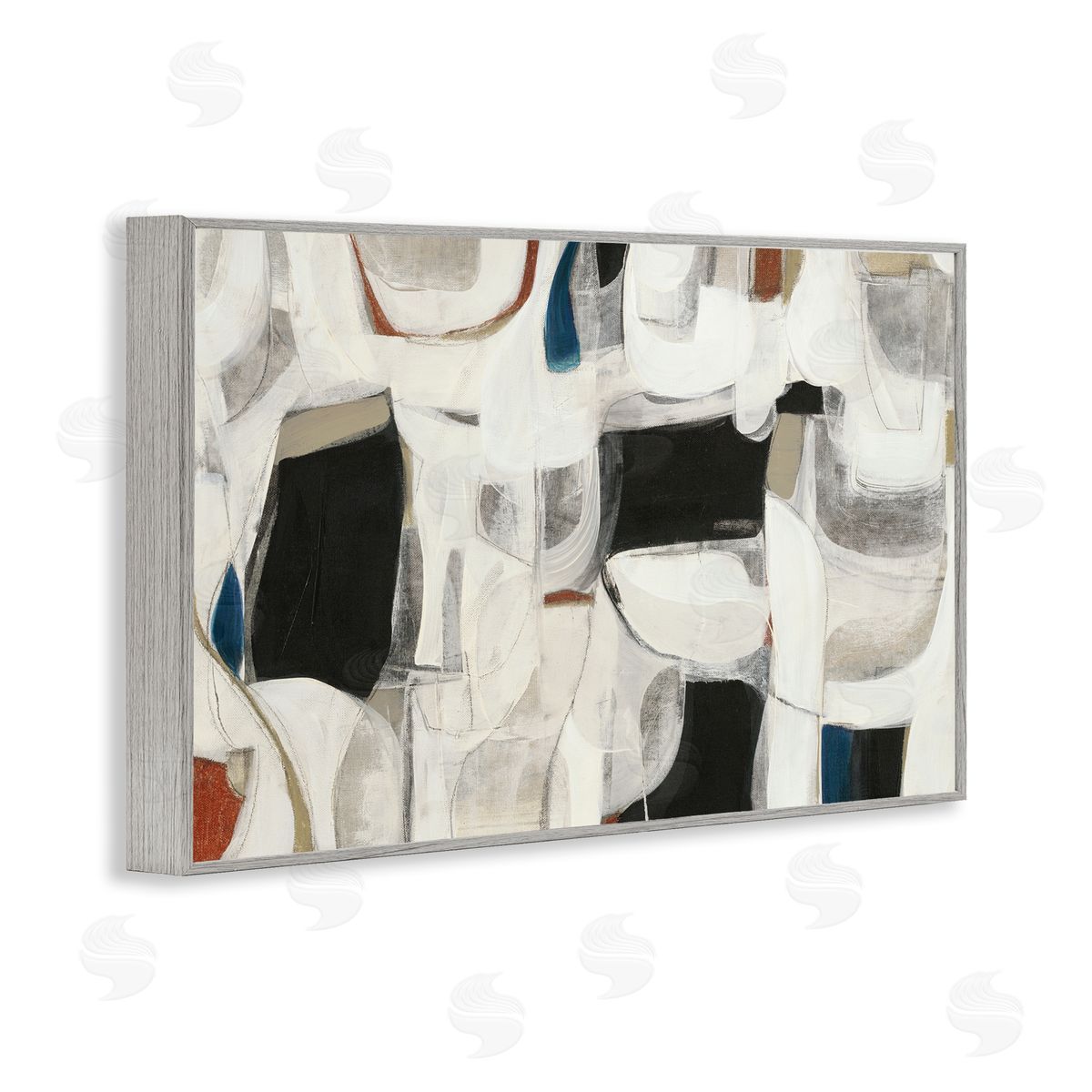 Dynamic Earthy Shapes Grey Frame Print Wall Art, Home Decor by Kippi Leonard