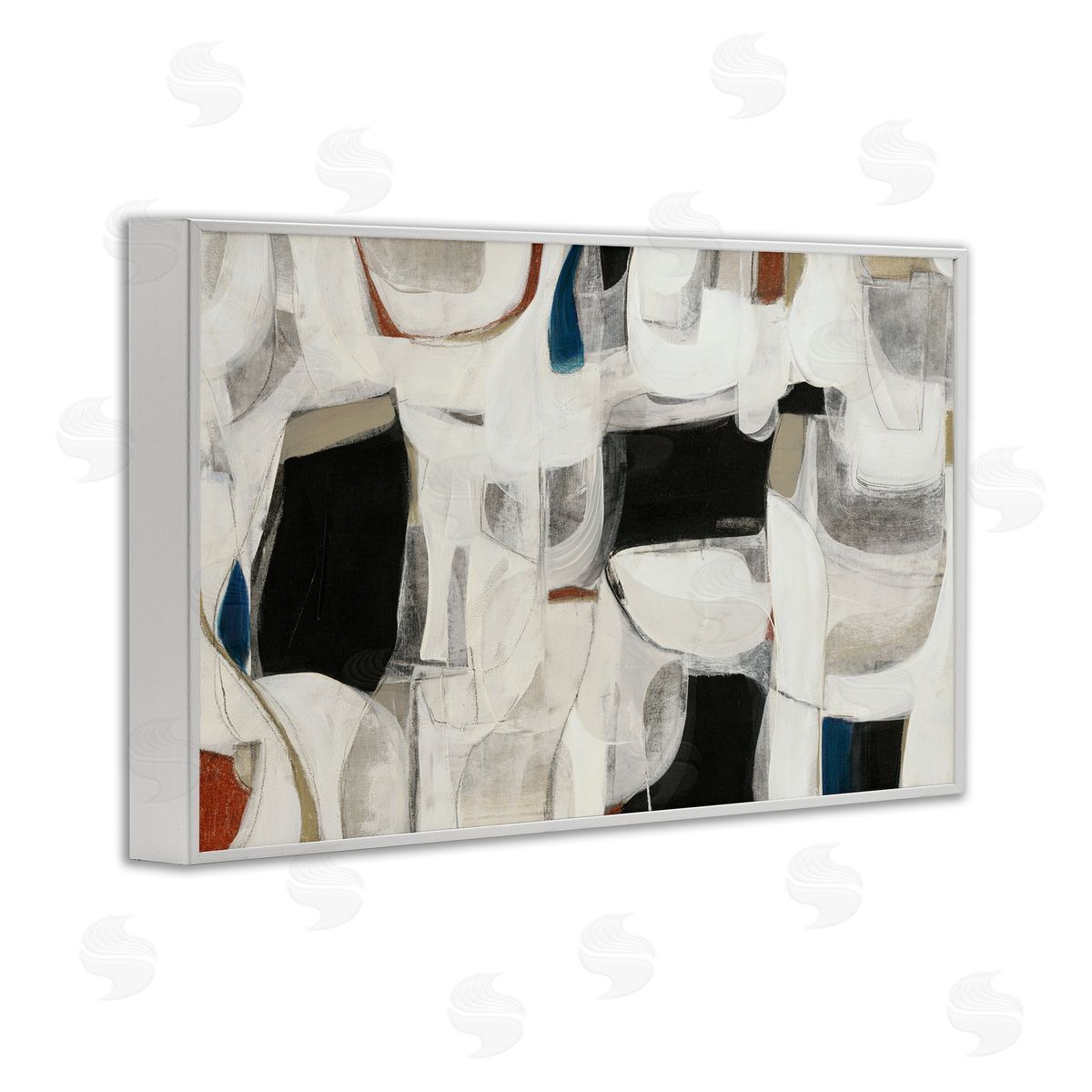 Dynamic Earthy Shapes White Frame Print Wall Art, Home Decor by Kippi Leonard