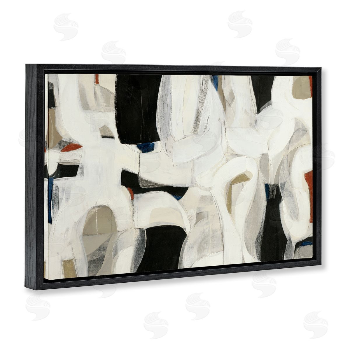 Dynamic Earthy Shapes Black Floating Frame Canvas Wall Art, Home Decor by Kippi Leonard