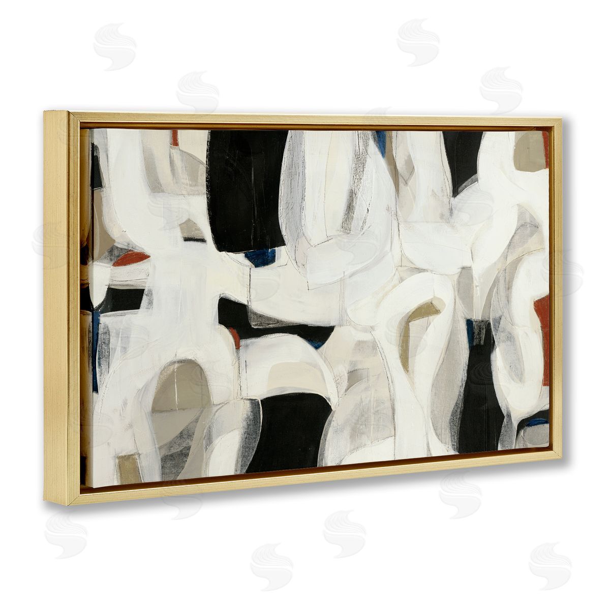 Dynamic Earthy Shapes Gold Floating Frame Canvas Wall Art, Home Decor by Kippi Leonard