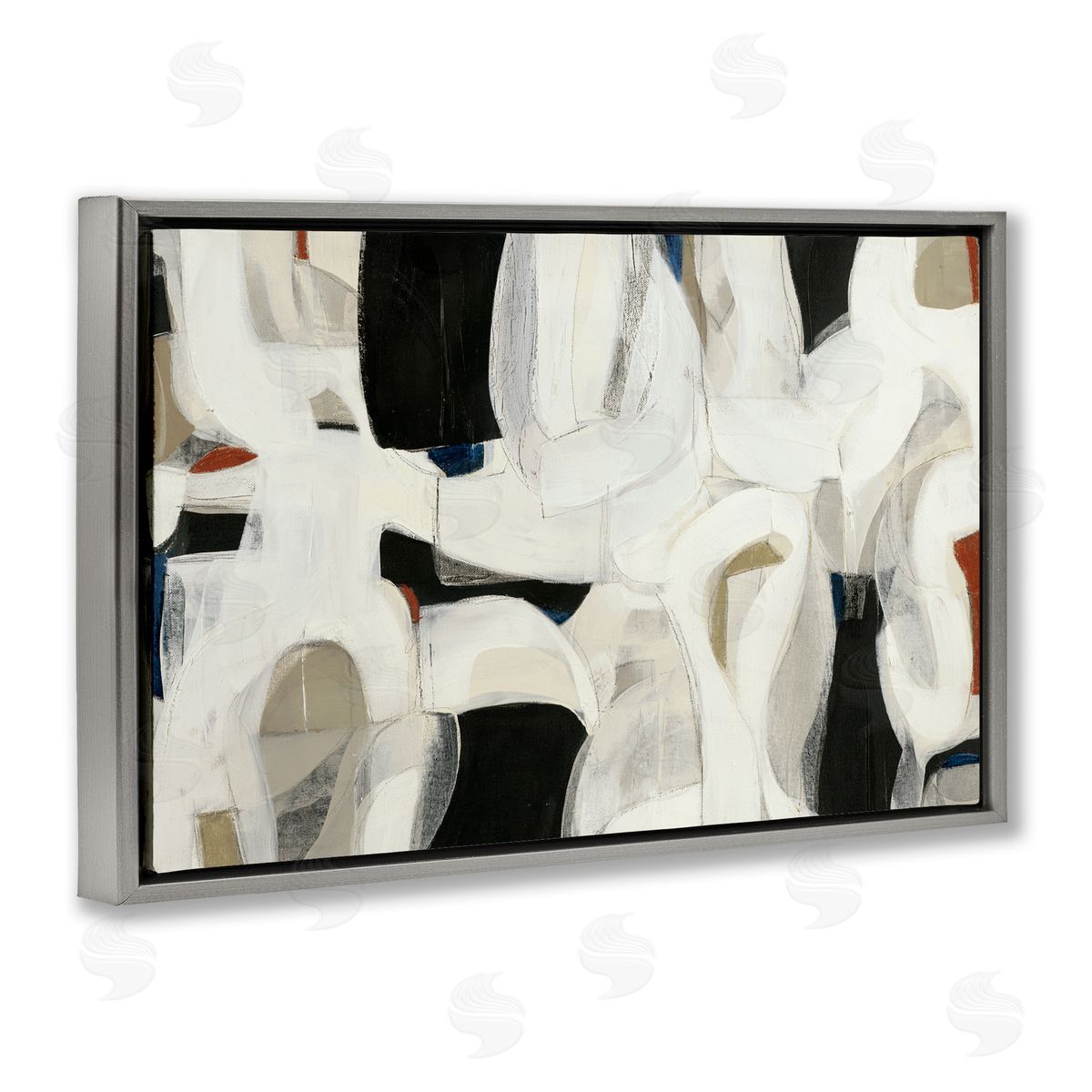 Dynamic Earthy Shapes Grey Floating Frame Canvas Wall Art, Home Decor by Kippi Leonard
