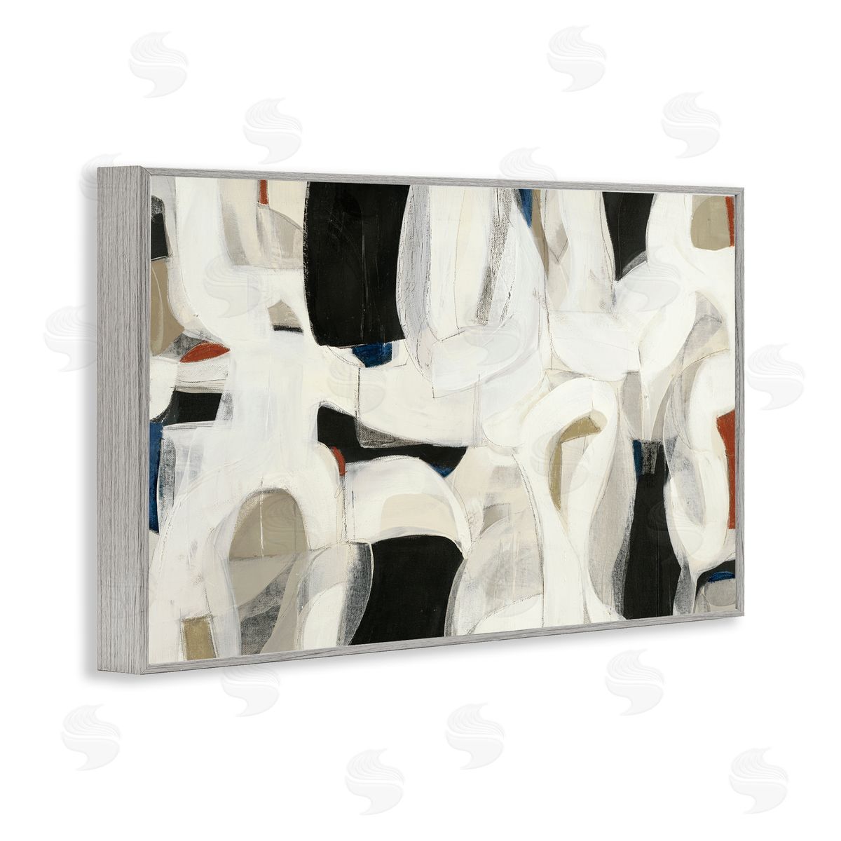 Dynamic Earthy Shapes Grey Frame Print Wall Art, Home Decor by Kippi Leonard