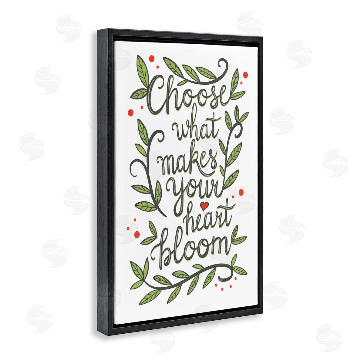 Makes Your Heart Bloom Black Floating Frame Canvas Wall Art, Home Decor by Martina Pavlova