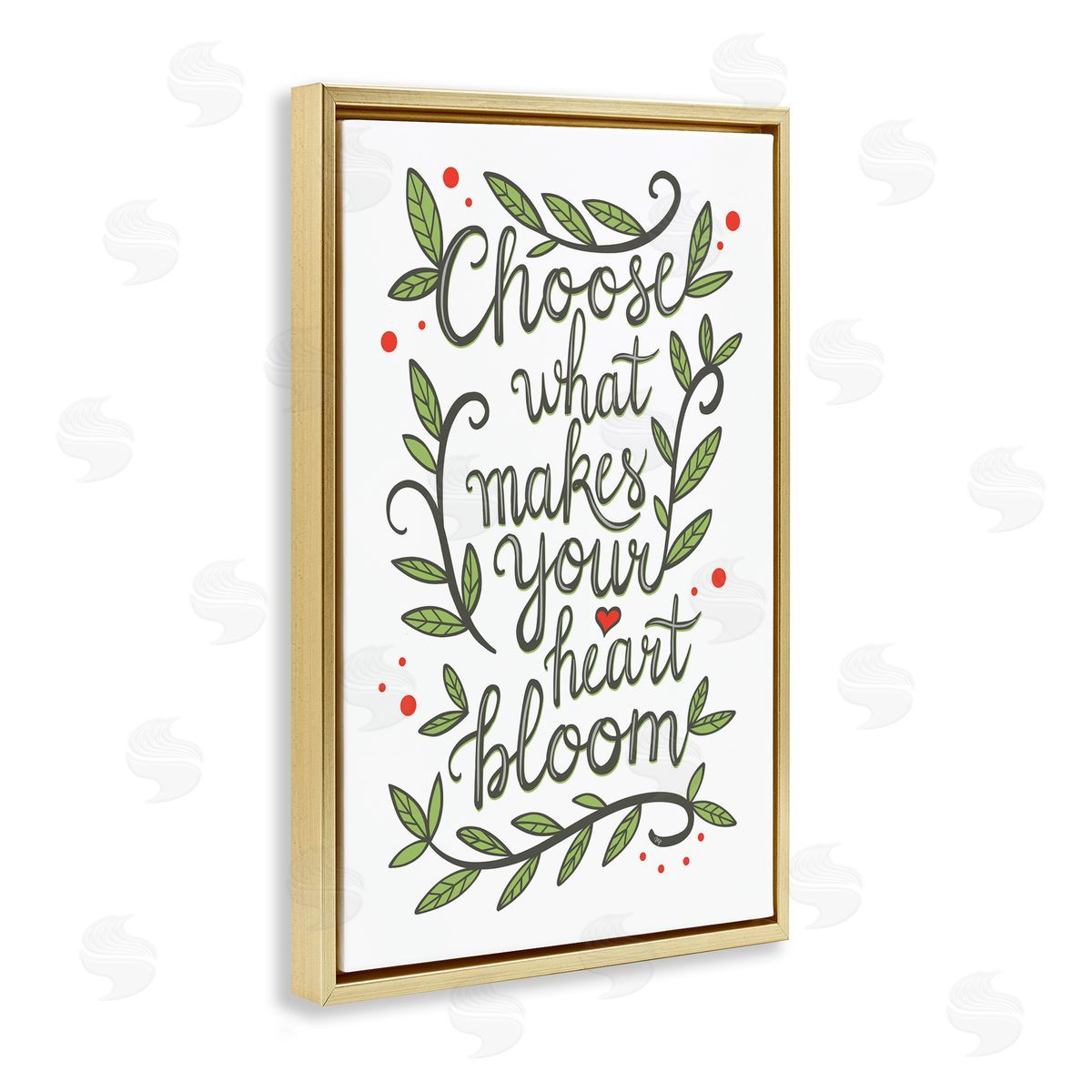 Makes Your Heart Bloom Gold Floating Frame Canvas Wall Art, Home Decor by Martina Pavlova