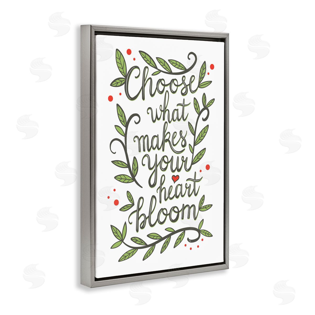 Makes Your Heart Bloom Grey Floating Frame Canvas Wall Art, Home Decor by Martina Pavlova