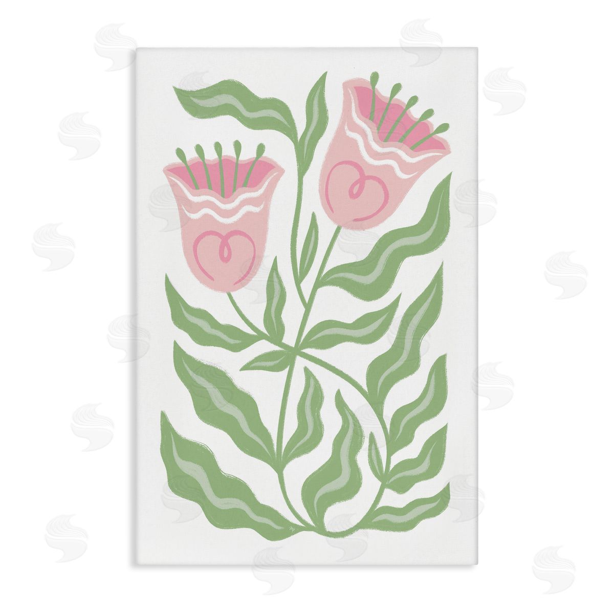 Pink Tulip Twin Blossoms Canvas Wall Art, Home Decor by Martina Pavlova